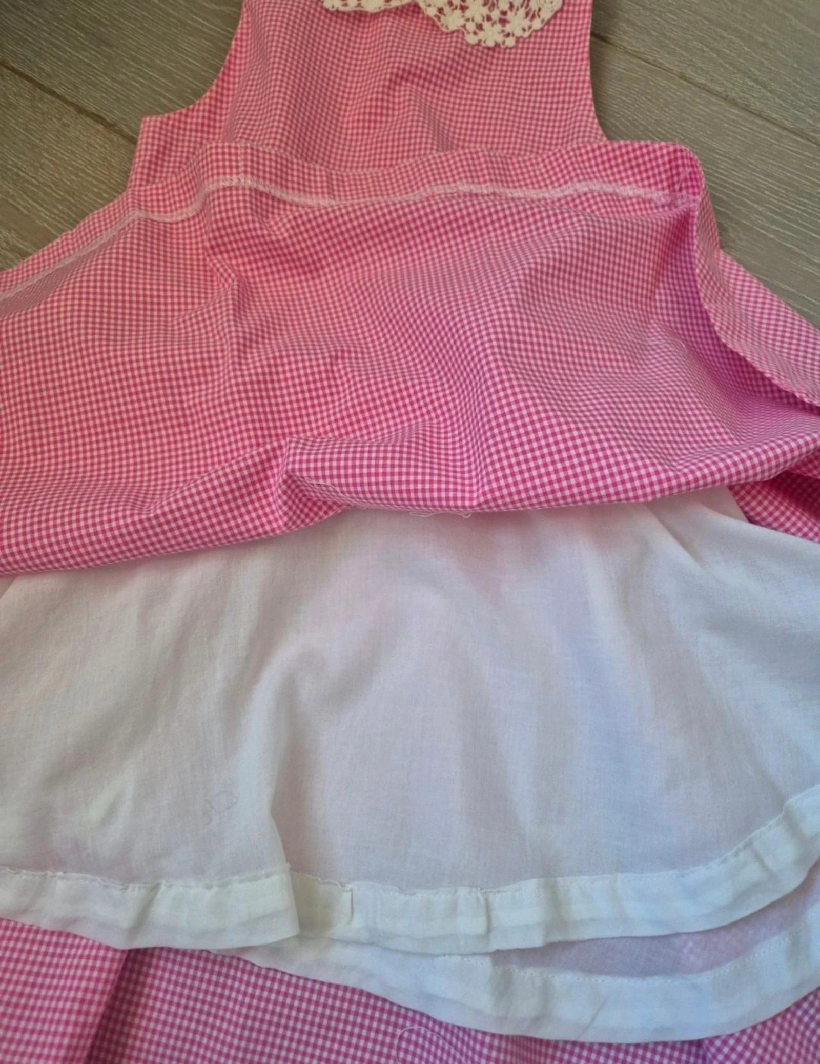 Roze Vichy-gestreepte jurk met kanten kraag. Polo Ralph Lauren. Maat 6 jaar. Evenementen. Gasten – photo 4
